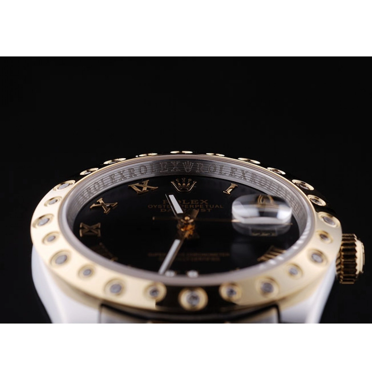 Aaa replica watch Black 7463 Datejust Diamond Rolex Dial Bezel 0607